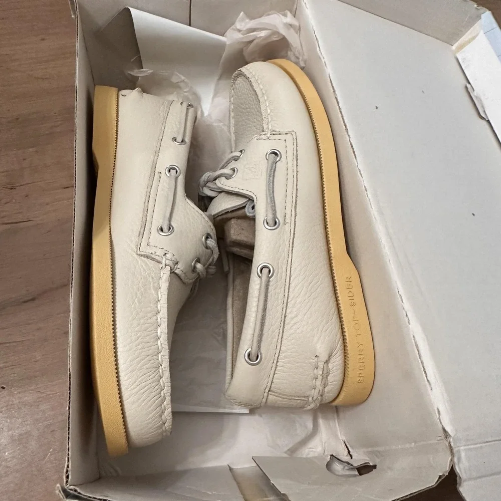 Sperry Top-Sider A/O Ice Boat Shoes Mens Size 6 Off White Leather Non-Marking